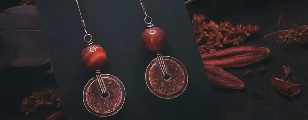 Серьги Сила солнца, сардоникс и медь